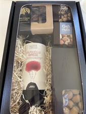 Gaveæske med Chokolade, lakrids, karameller, rødvin & snacks